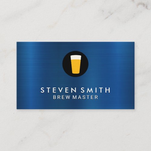 Blue Metal Background Beer Icon Business Card