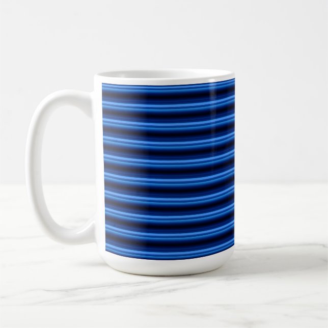 Blue Metal Horizontal Bars Coffee Mug (Left)
