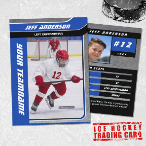 Blue Metal Ice Hockey Trading Card