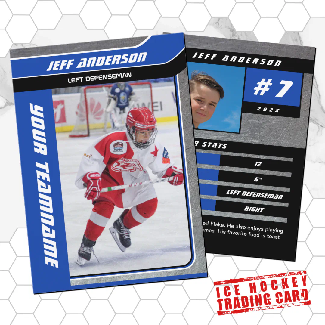 Blue Metal Ice Hockey Trading Card
