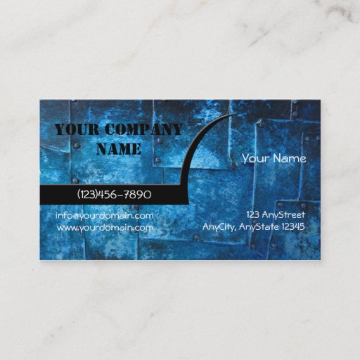 Customizable Blue Metal Plates Business Card