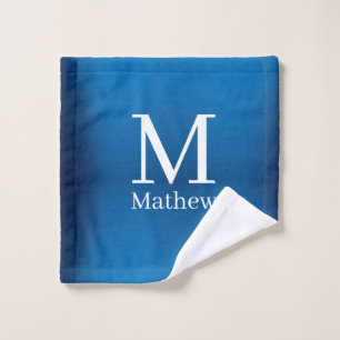 blue metallic abstract shiny monogram name man  wash cloth