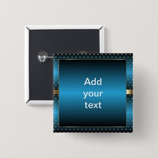 Blue Metallic and Gold Polka Dots | DIY Text Button (Front & Back)