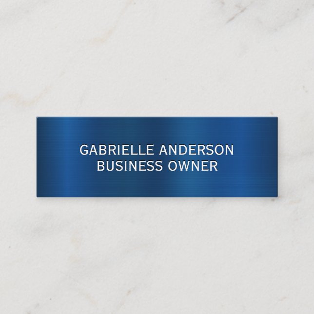 Blue Metallic Background Mini Business Card (Front)