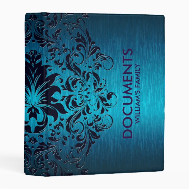 Blue Metallic Background With Blue Lace Mini Binder (Front/Spine)