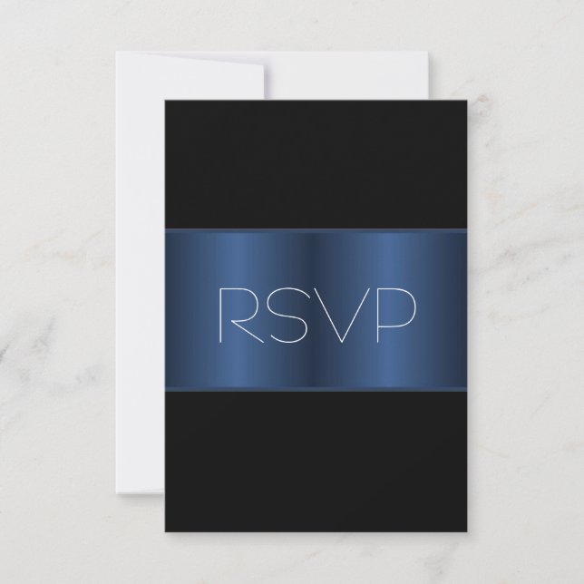 Blue Metallic black RSVP Card (Front)
