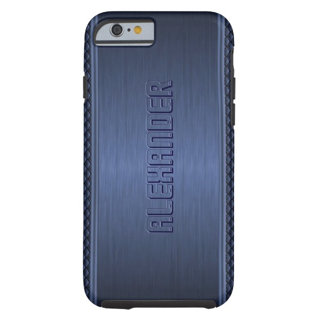 Blue Metallic Brushed Aluminum Geometric Accents Case-Mate iPhone Case (Back)