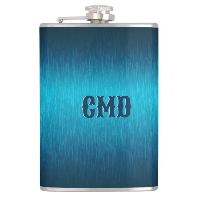 Blue Metallic Brushed Aluminum Look Flask (Front)
