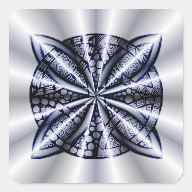 Blue Metallic Celtic Knot Original Art Square Sticker (Front)