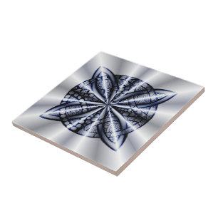 Blue Metallic Celtic Knot Original Art Tile