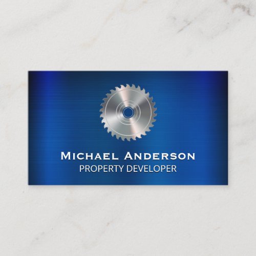 Blue Metallic  Circular Saw Business Card