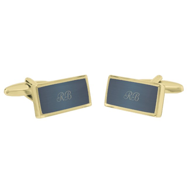 Blue Metallic Cufflinks (Angled)