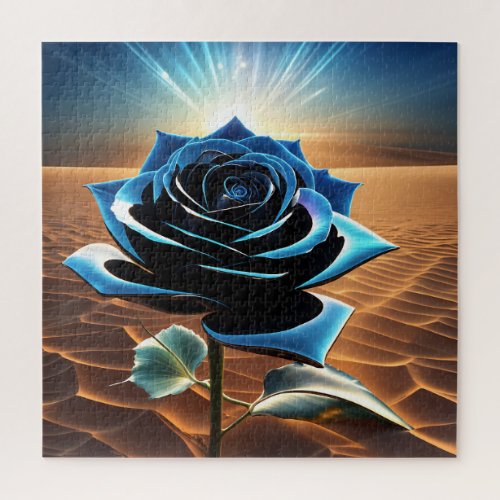 Blue Metallic Desert Rose Jigsaw Puzzle