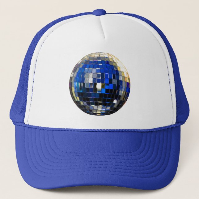 Blue Metallic Disco Ball Trucker Hat (Front)