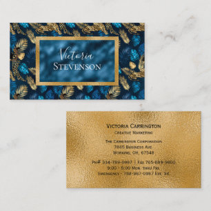 Blue Metallic Elegant Modern Business Card