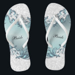 Blue Metallic Floral & Confetti Glitter | Wedding Flip Flops<br><div class="desc">Bridal Party Flip Flop Shoes ready for you to personalize. ⭐This Product is 100% Customizable. Graphics and/or text can be added, deleted, moved, resized, changed around, rotated, etc... 99% of my designs in my store are done in "LAYERS". This makes it easy for you to resize and move the graphics...</div>