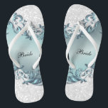 Blue Metallic Floral & Confetti Glitter | Wedding Flip Flops<br><div class="desc">Bridal Party Flip Flop Shoes ready for you to personalize. ⭐This Product is 100% Customizable. Graphics and/or text can be added, deleted, moved, resized, changed around, rotated, etc... 99% of my designs in my store are done in "LAYERS". This makes it easy for you to resize and move the graphics...</div>