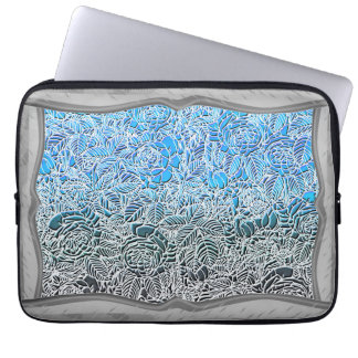 Blue Metallic Flowers Laptop Sleeve