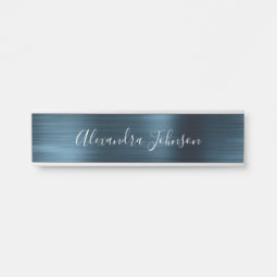 Blue Metallic Foil Modern Elegant Business Door Sign | Zazzle