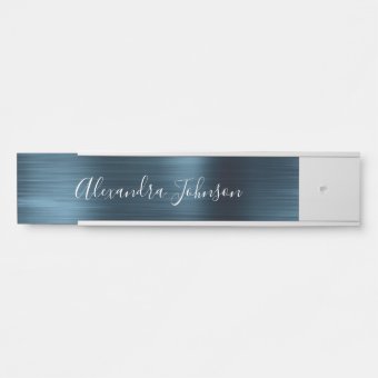 Blue Metallic Foil Modern Elegant Business Door Sign | Zazzle