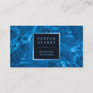 Blue Metallic Frame and Marble   Business Card