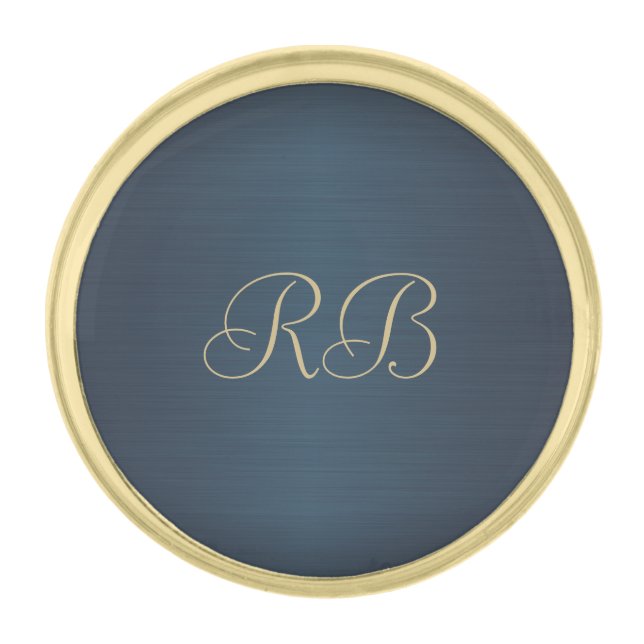 Blue Metallic Gold Finish Lapel Pin (Front)