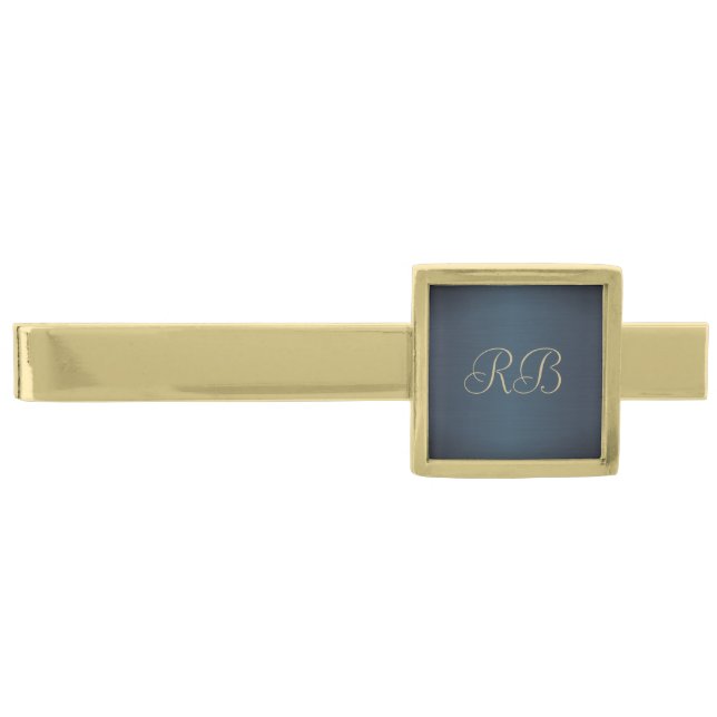 Blue Metallic  Gold Finish Tie Bar (Front)