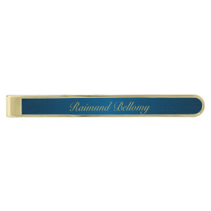 Blue Metallic Gold Finish Tie Bar