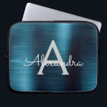 Blue Metallic Modern Chic Stainless Steel Monogram Laptop Sleeve<br><div class="desc">Blue and Grey Faux Stainless Steel Metallic Foil Modern and Elegant Monogram Sleeve. This monogrammed personalized laptop sleeve can be customized to include your initial and first name and makes a perfect Christmas or Birthday Gift.</div>