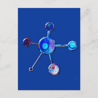 Blue Metallic Molecule Postcard