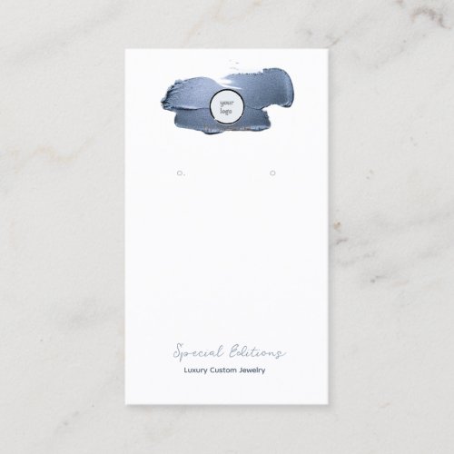 Blue Metallic Paint Swash Logo Earring Display Business Card