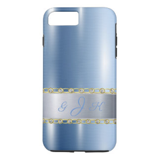 Blue Metallic, Rhinestones Personalized iPhone 8 Plus/7 Plus Case