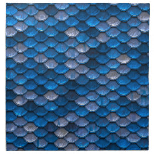 Blue Metallic Scale Fish Dragon Mermaid Texture Cloth Napkin