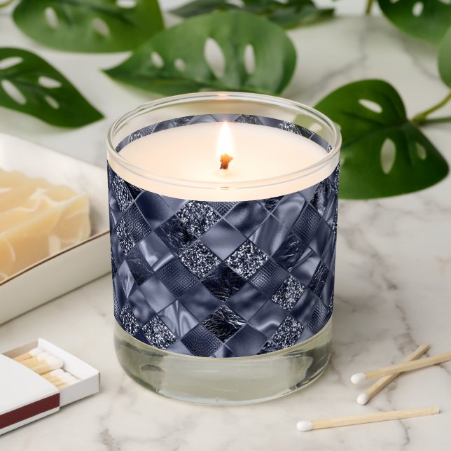 Blue Metallic Shiny Glitter Modern Scented Candle (Lit)