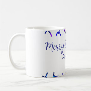 Blue metallic shiny snowflakes Christmas pattern f Coffee Mug