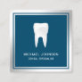 Blue Metallic Steel Tooth Dental Clinic Dentist Square Business Card