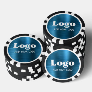 Blue Metallic Style Custom Business Logo Poker Chips