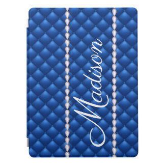 Blue Metallic Tufted Stylish Personalized iPad Pro Cover