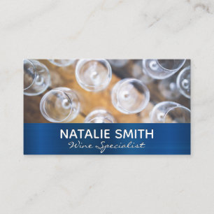 Blue Metallic Wine Glasses Top View Business Card