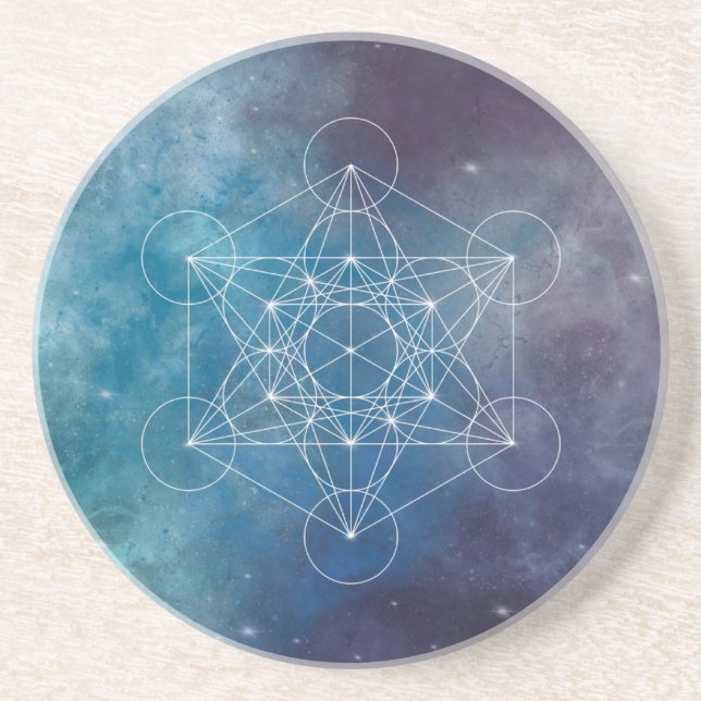 Blue Metatron's Cube Sacred Geometry Coaster (Front)