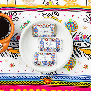 Blue Mexican colorful tiles bridal shower favors