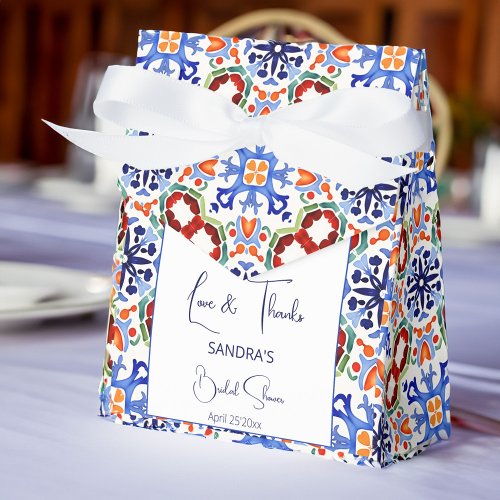 Blue Mexican colorful tiles bridal shower printed Favor Boxes