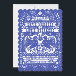 Blue Mexican Fantail Doves Papel Picado Wedding Invitation<br><div class="desc">Royal blue papel picado inspired digital design. Customize the text,  click "Customize this design further" to edit fonts and colors.</div>