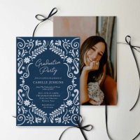 Blue Mexican Fiesta Graduation Party Photo Invite