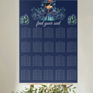Blue Mexican Style Quinceañera Seating Chart
