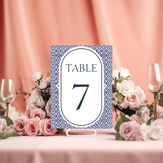 Blue Mexican Talavera Spanish Wedding Table Number (Creator Uploaded)