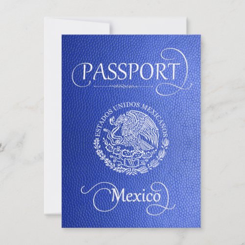 Blue Mexico Passport Save the Date Card