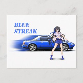 Blue Miata - with anime girl Postcard