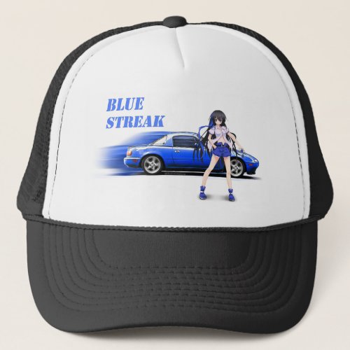 Blue Miata _ with anime girl Trucker Hat