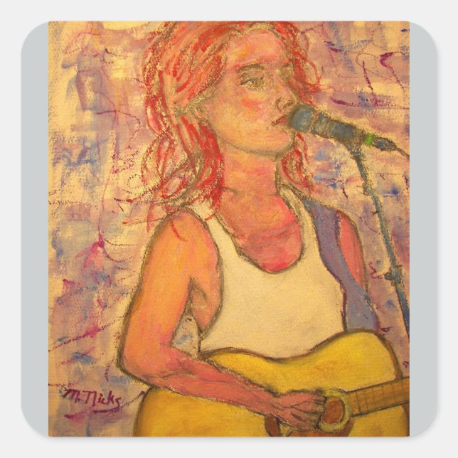 blue microphone songstress square sticker (Front)